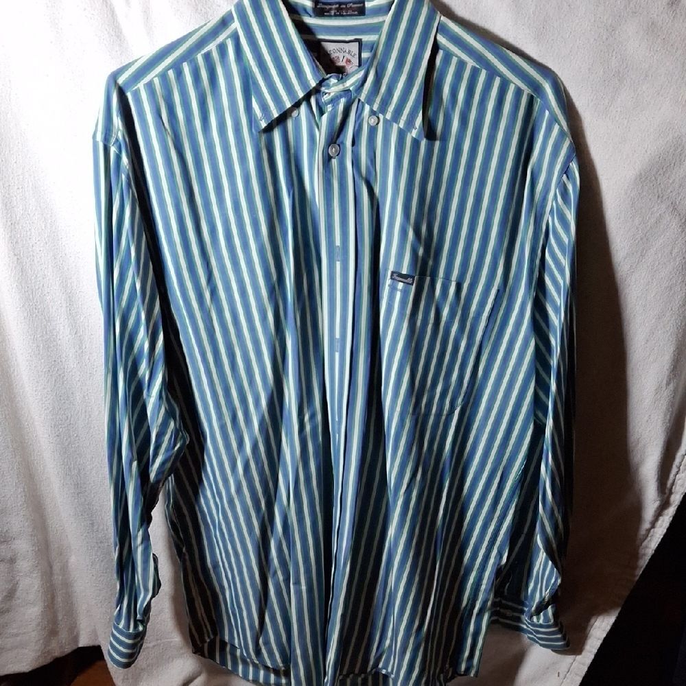 Faconnable Blue and White Striped Shirt (Can159)